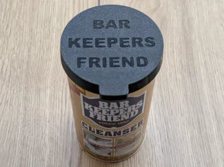Bar Keepers Friend lid of TPU with text