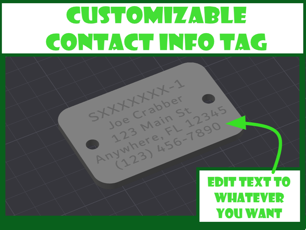 Weatherproof - Custom Contact Info ID Tag