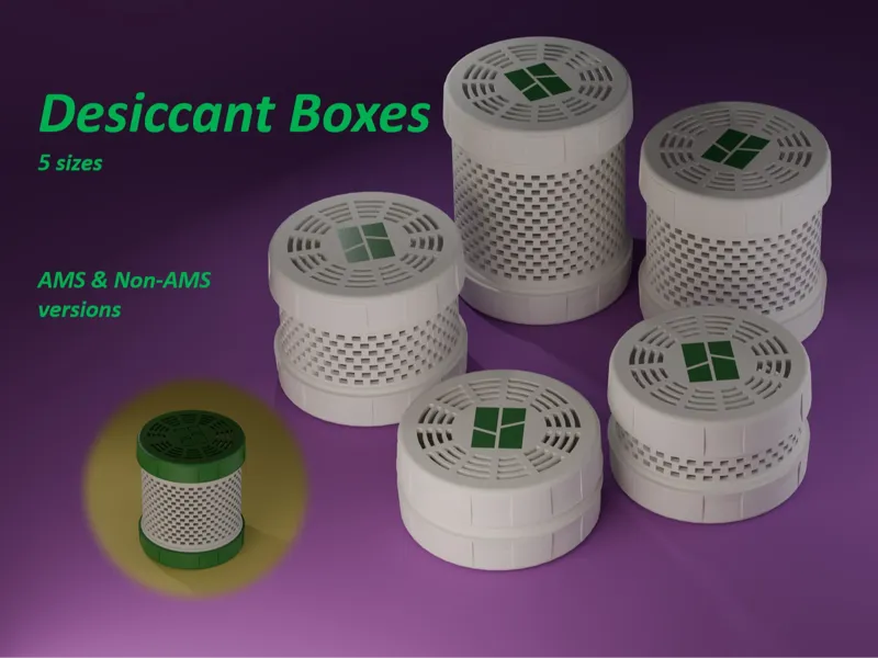 Desiccant boxes in 5 sizes for filament storage