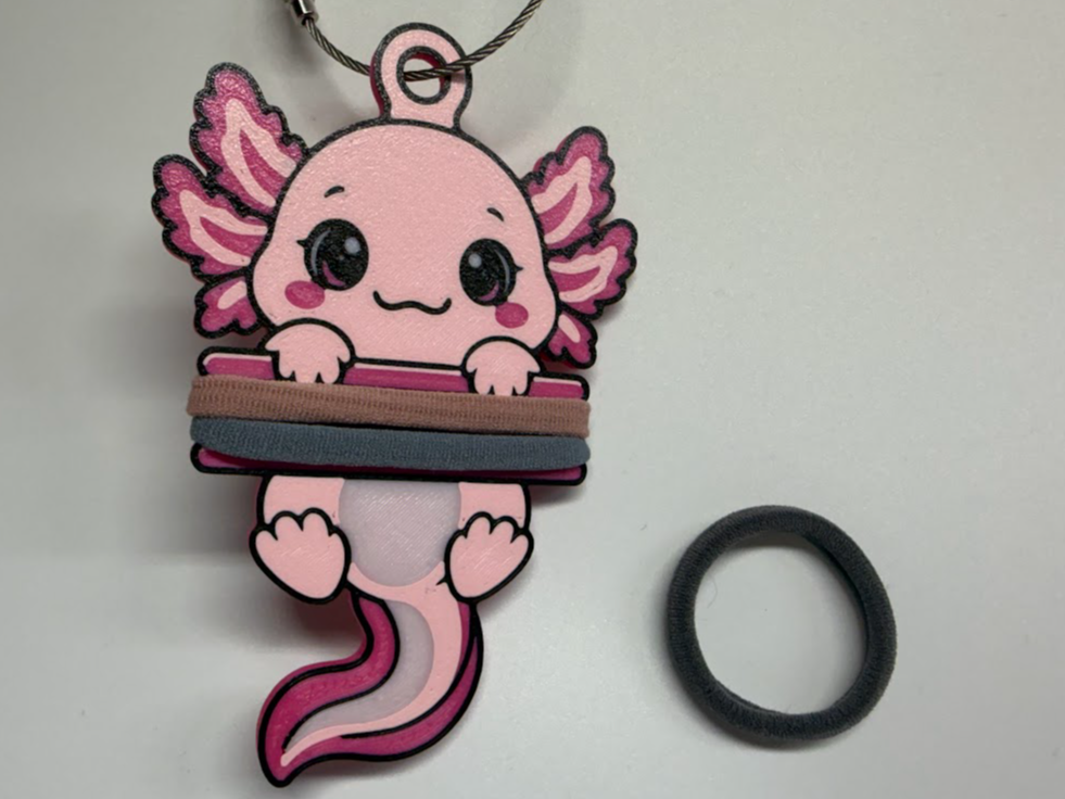 Axolotl Hair Tie Holder Keychain - 1