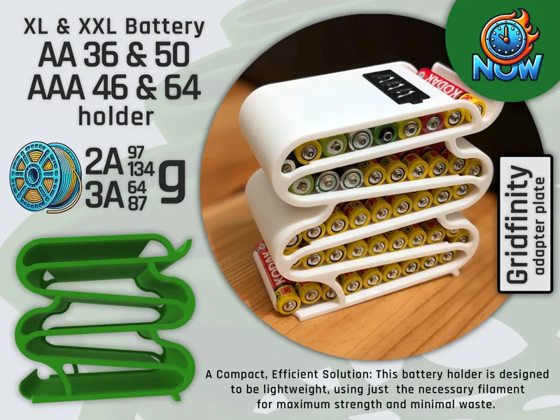 AA & AAA Compact Battery Holder Dispenser XL & XXL