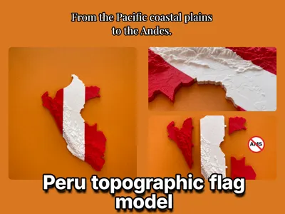 Republic of Peru topography flag model