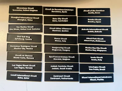 F1 Track Nameplates