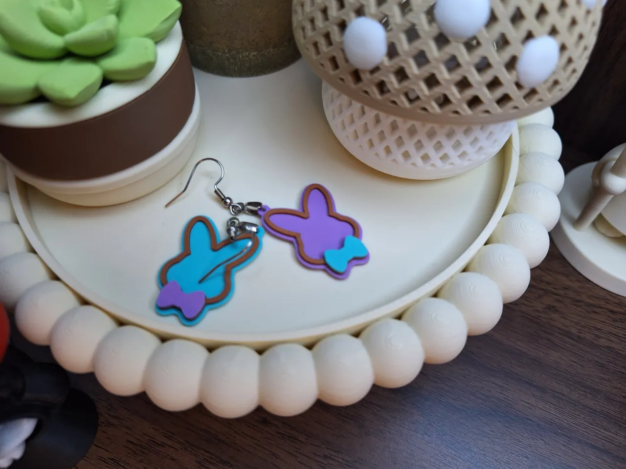 Bunny Bow Tie Earrings view 2
