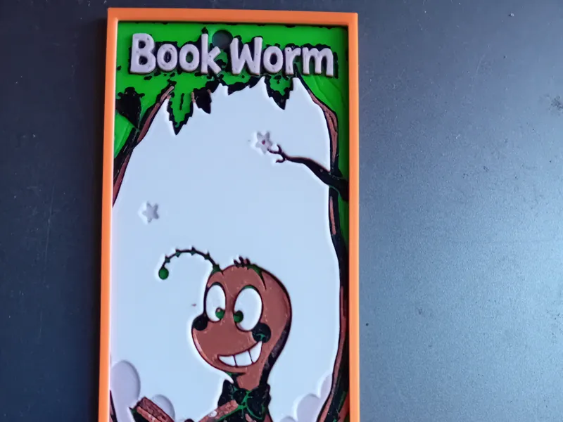 Bookworm bookmark- book worm hueforge book mark