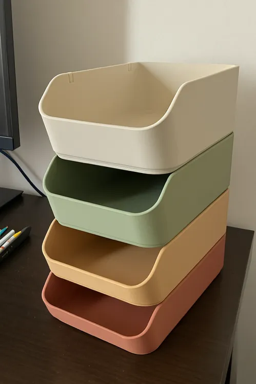 Stackable Minimal Storage Bins 3 Height Set view 3