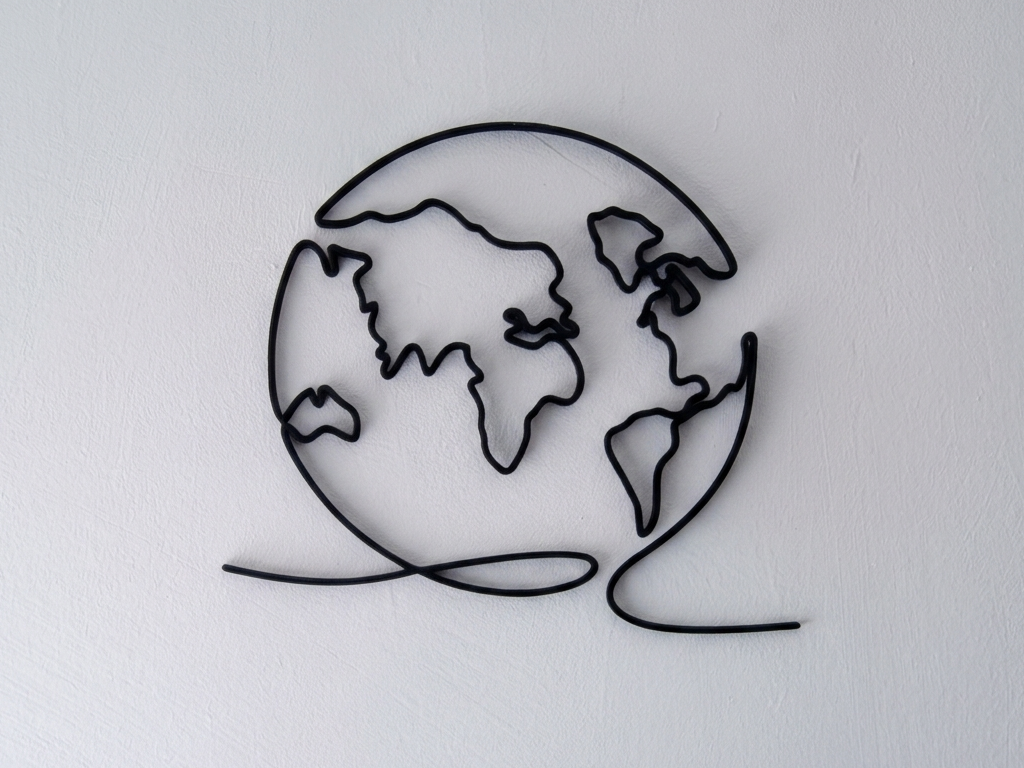 World Globe — Minimalist Line Art Wall Decor