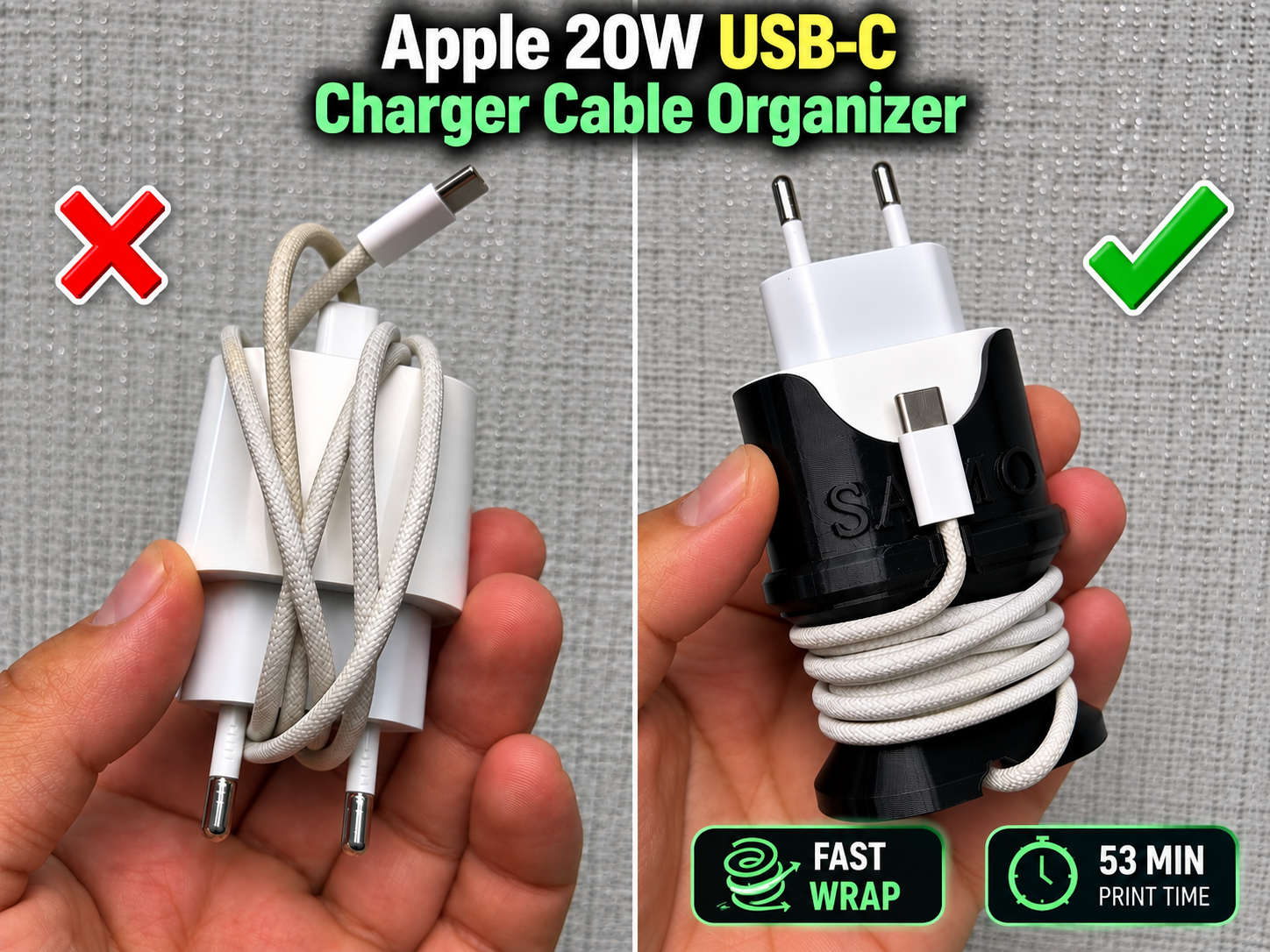 Apple 20W USB-C Fast Travel Cable Organizer 3D model