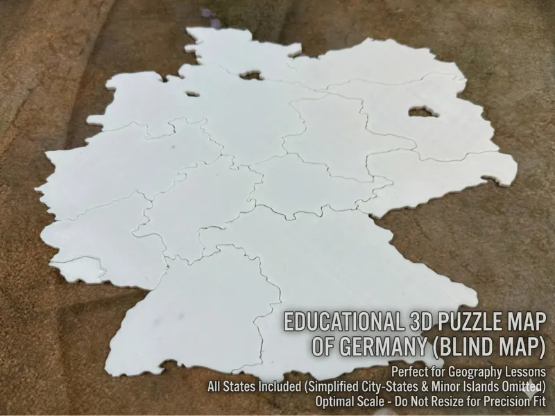 Educational 3D Puzzle Map of Germany (Blind Map)