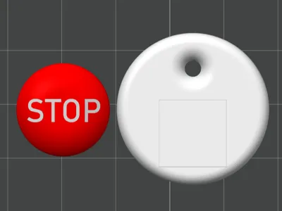 Mini STOP Button Keychain Clicker – 28 mm