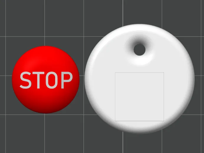 Mini STOP Button Keychain Clicker – 28 mm