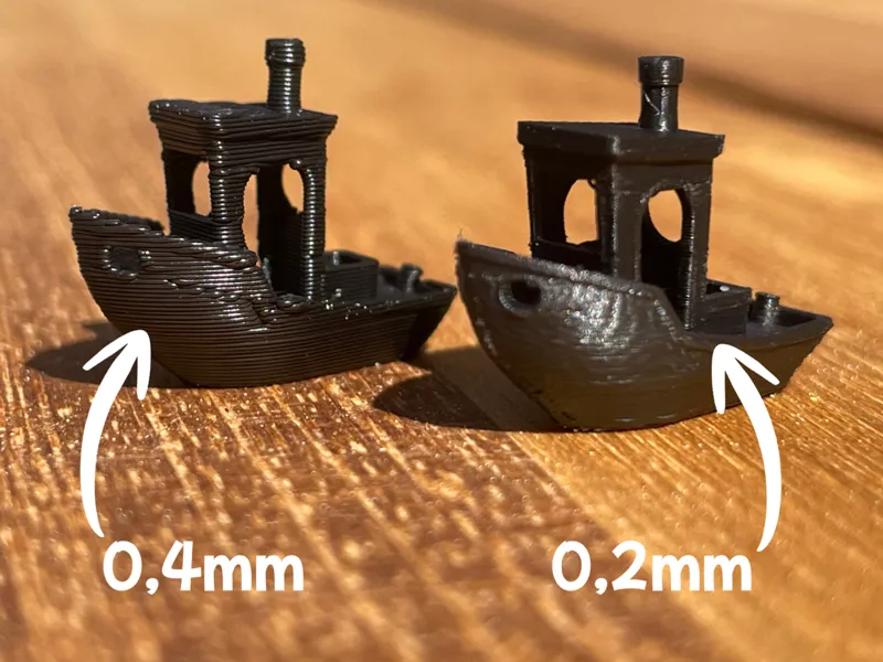 mini Benchy Boot 0,2mm vs 0,4mm Nozzle Vergleich