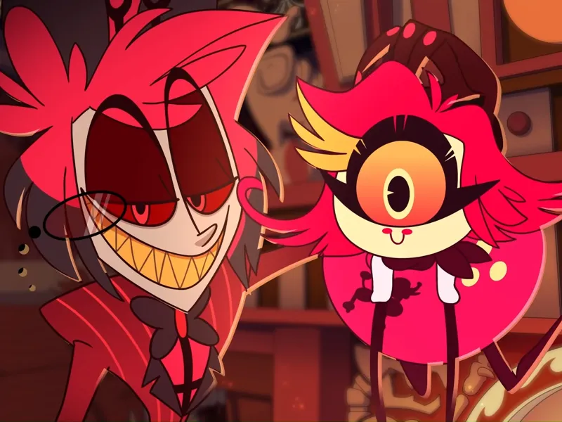 Alastor and Niffty from Hazbin Hotel