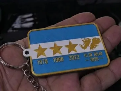 Argentine flag keychain 3 Stars and Malvinas