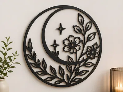 Floral Moon Wall Art