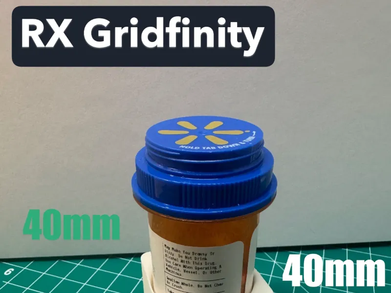 RX Prescription Bottle Gridfinity Holder 40mm