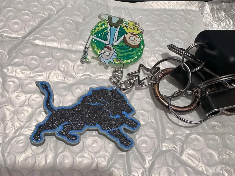 Detroit Lions keychain or necklace charm