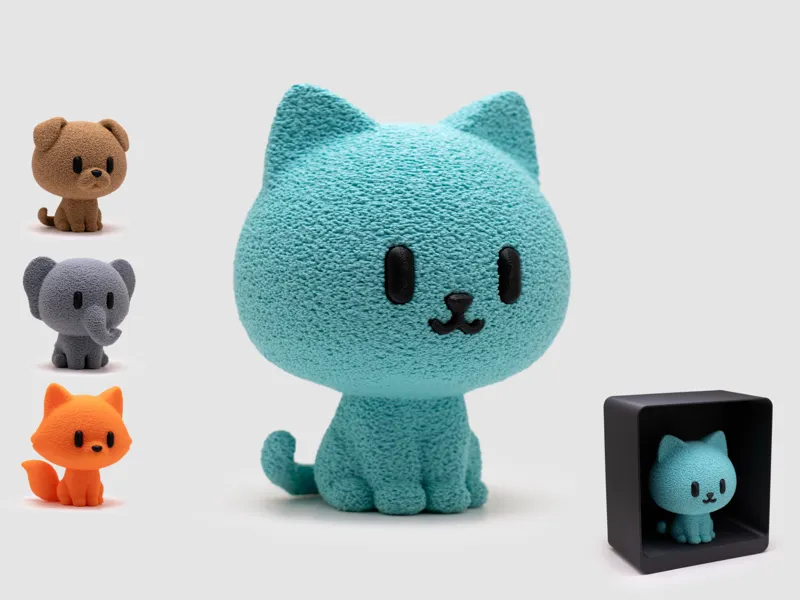 Cat Figurine & Stand | No AMS | Fuzzy Skin
