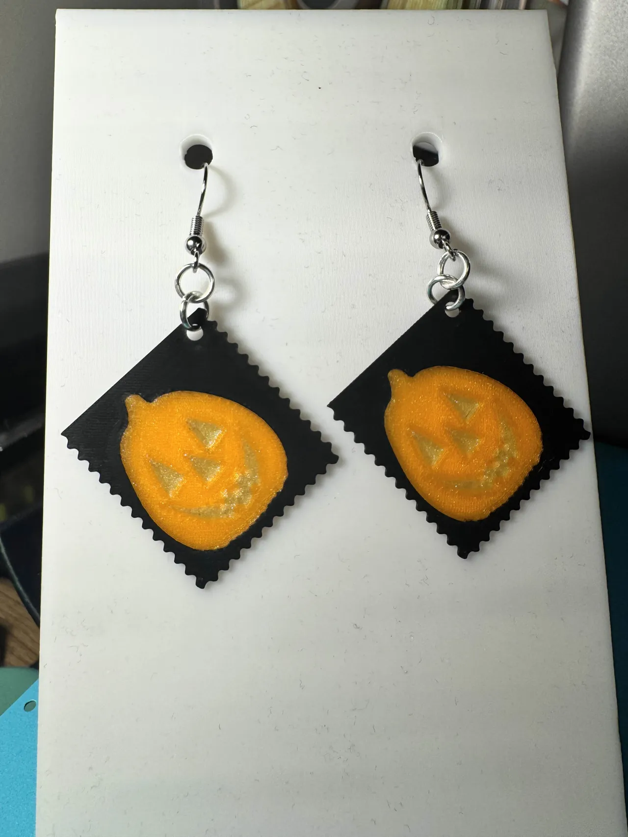 USPS Pumpkin Stamp Earrings view 2