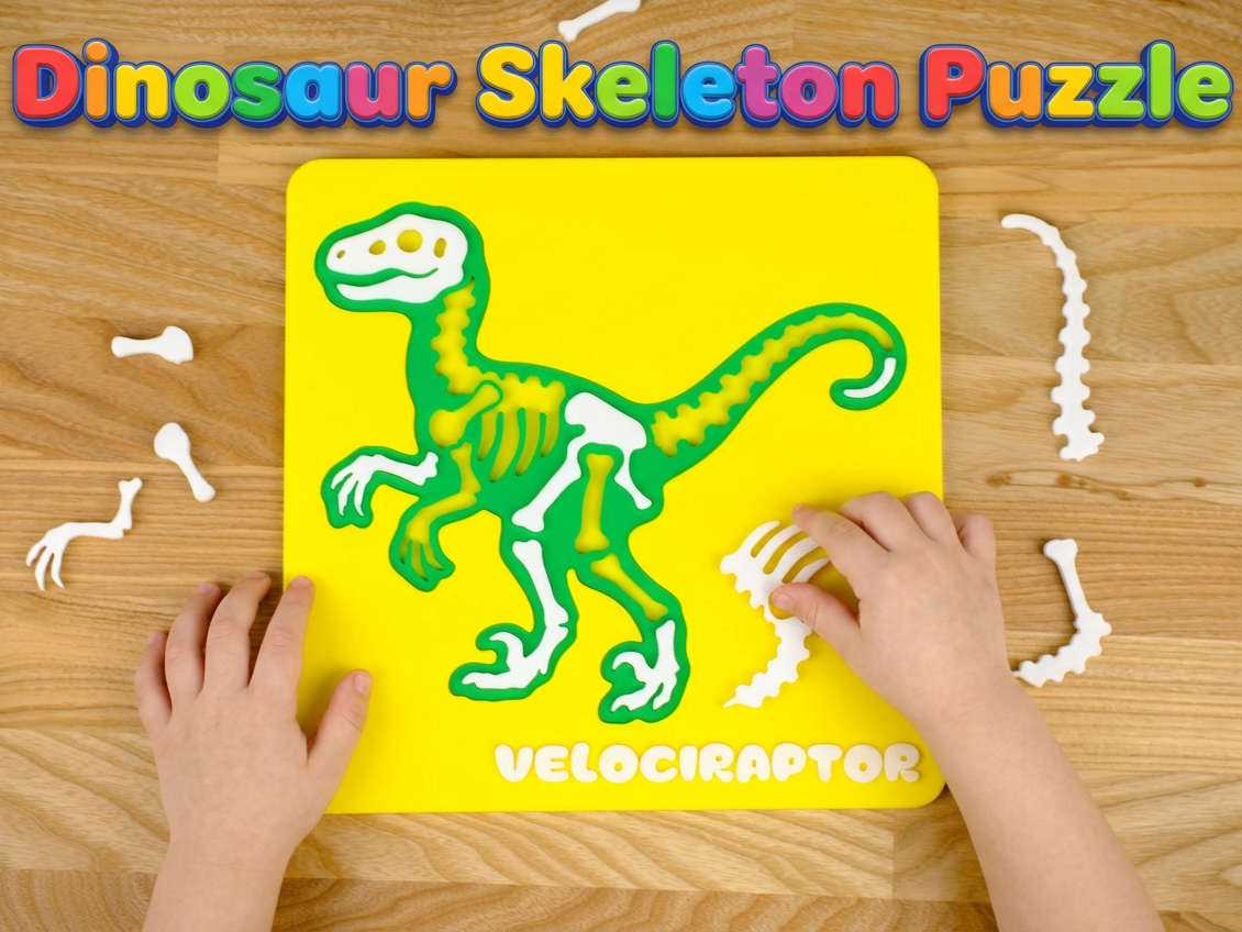 Dinosaur Skeleton Puzzle. Educational Toy for Kids