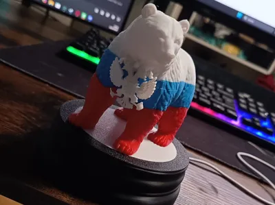 Russian bear with coat of arms and LED