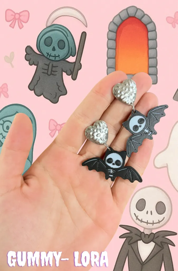 Pendientes murciélagos Halloween view 2