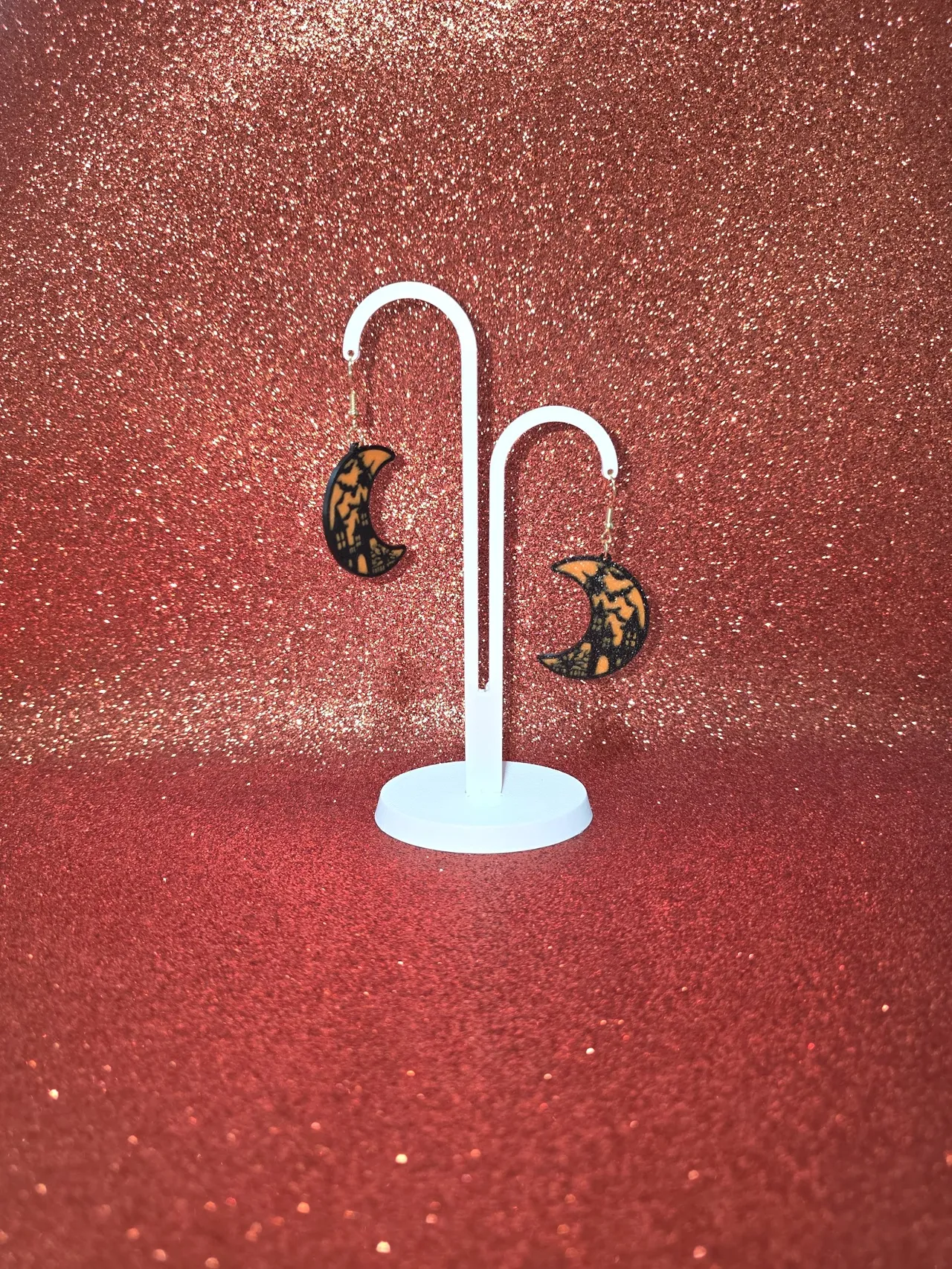 Halloween moon earrings view 3