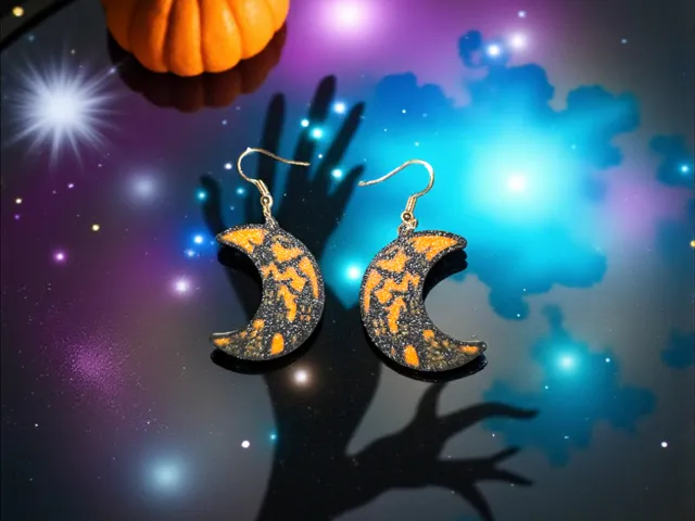 Halloween moon earrings
