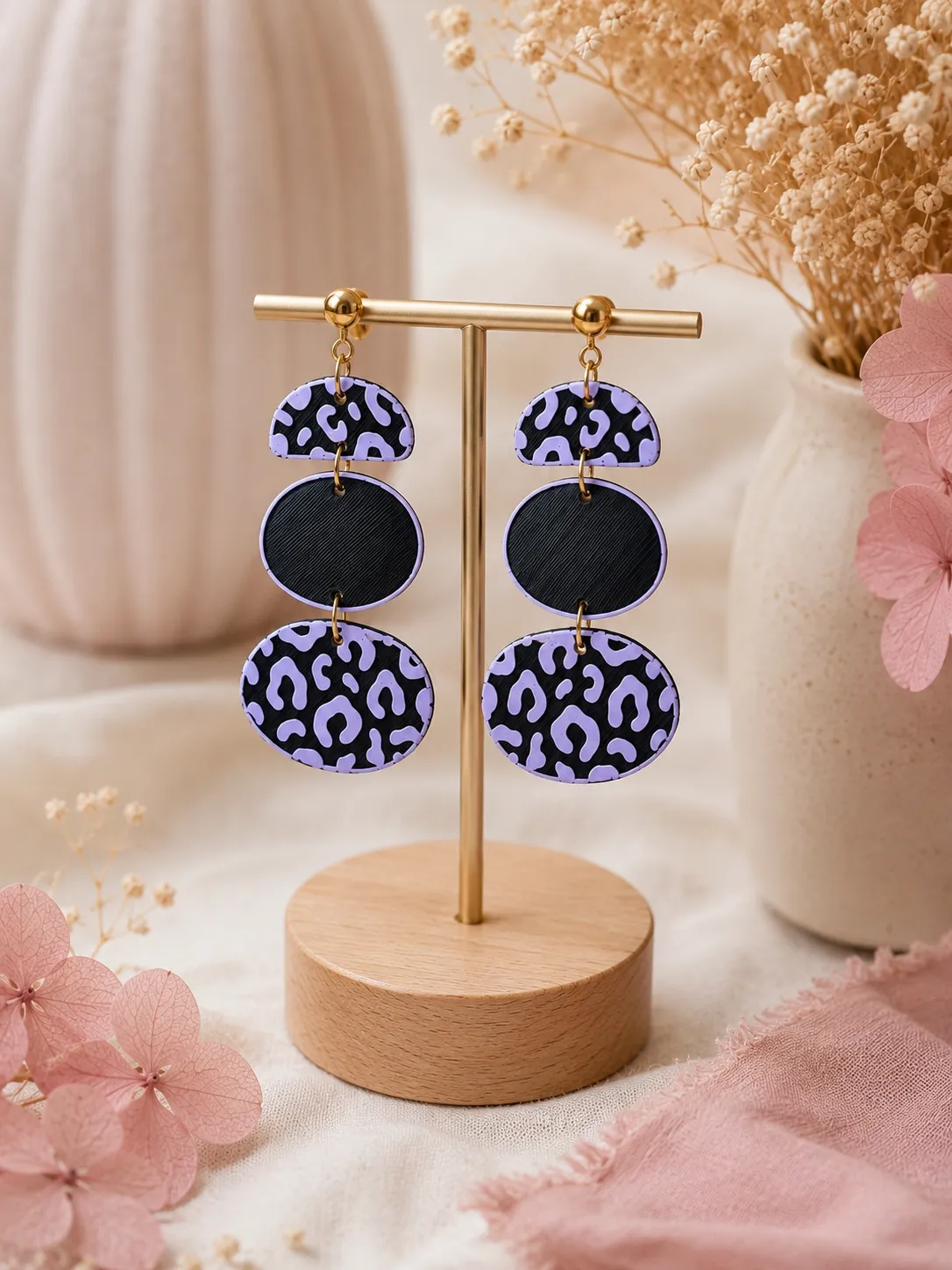 Pendientes orgánicos animal print view 2