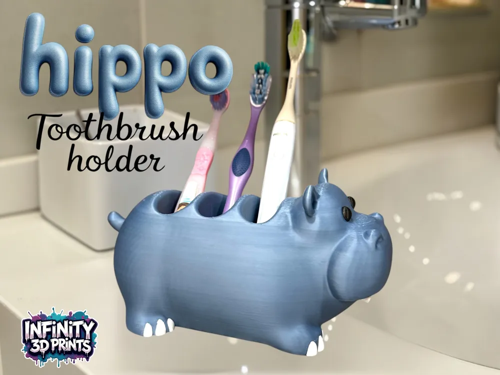 AMS HIPPO TOOTHBRUSH HOLDER - Free 3D Print Model - MakerWorld
