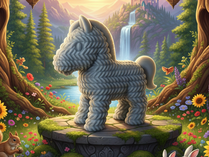 Cheval texture tricotée