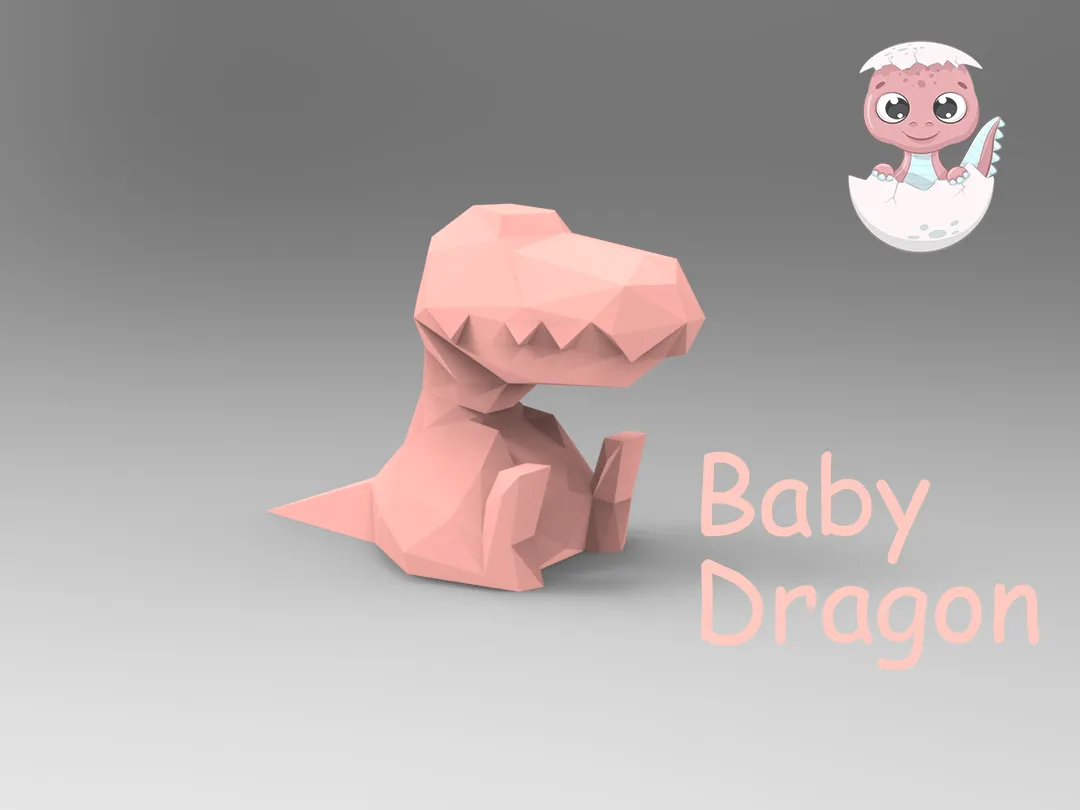 lowpoly baby dragon - Free 3D Print Model - MakerWorld