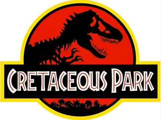 Placa com o logo do Cretaceous Park