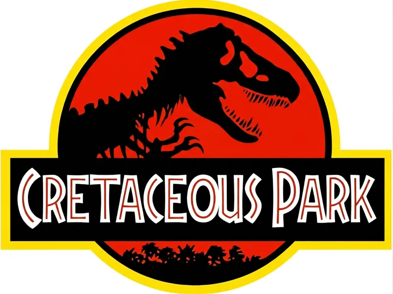 Placa com o logo do Cretaceous Park 