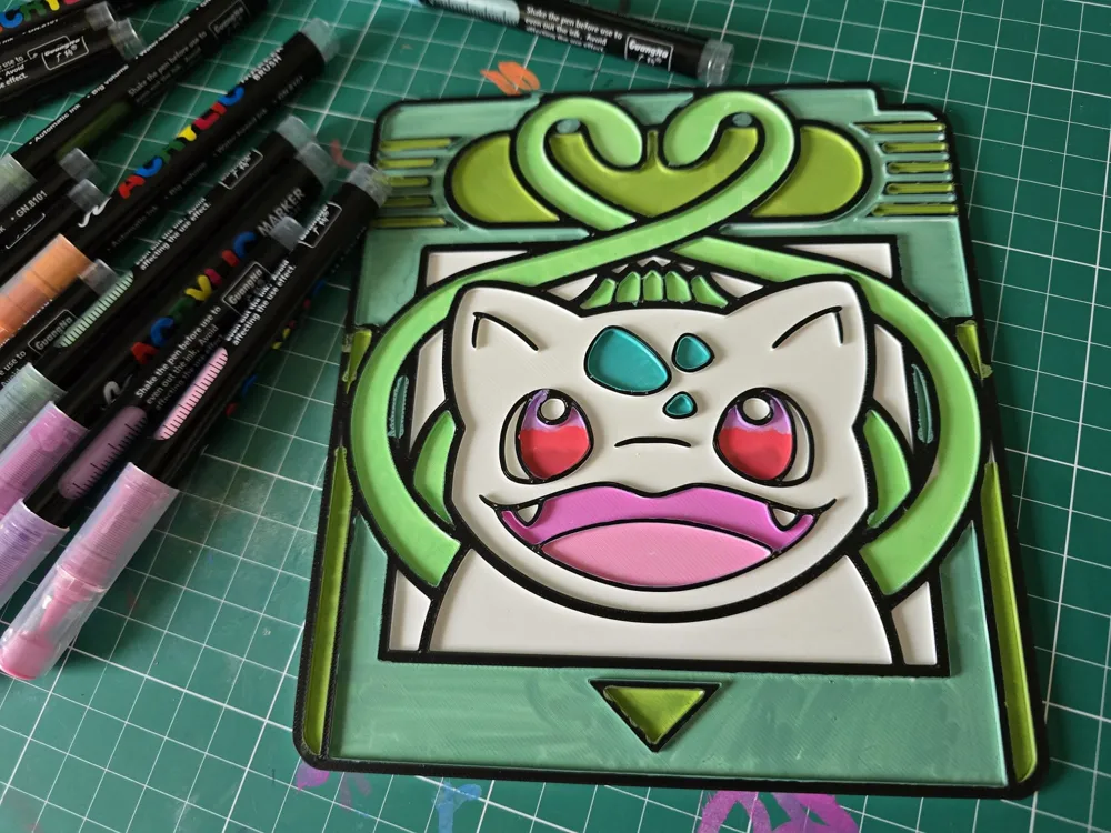 Bulbasaur Gamecard Coloring Craft - Free 3D Print Model - MakerWorld