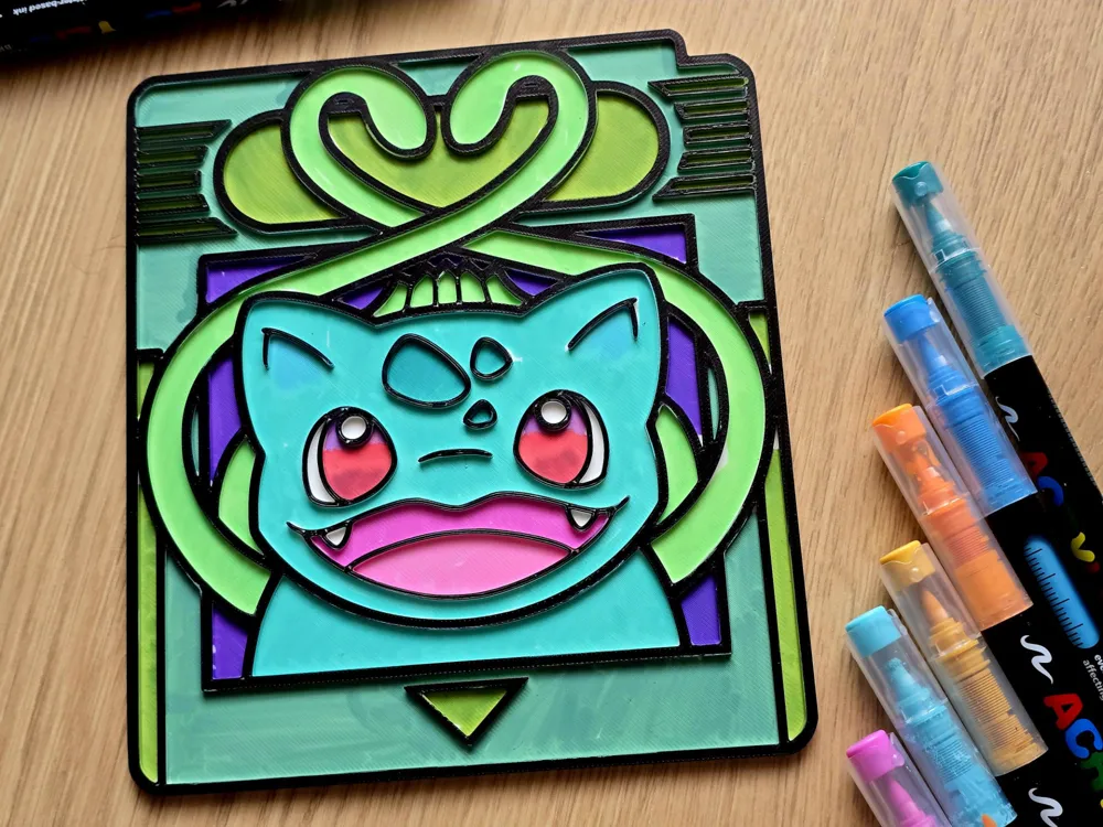 Bulbasaur Gamecard Coloring Craft - Free 3D Print Model - MakerWorld