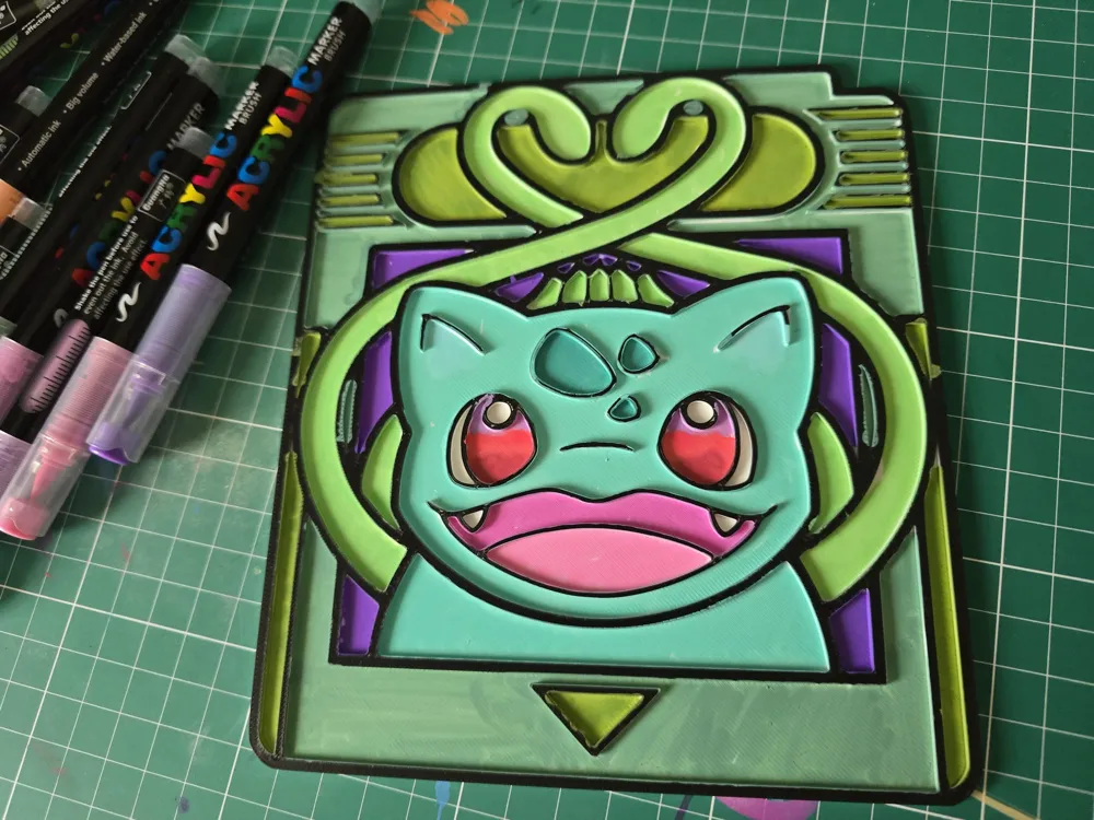 Bulbasaur Gamecard Coloring Craft - Free 3D Print Model - MakerWorld