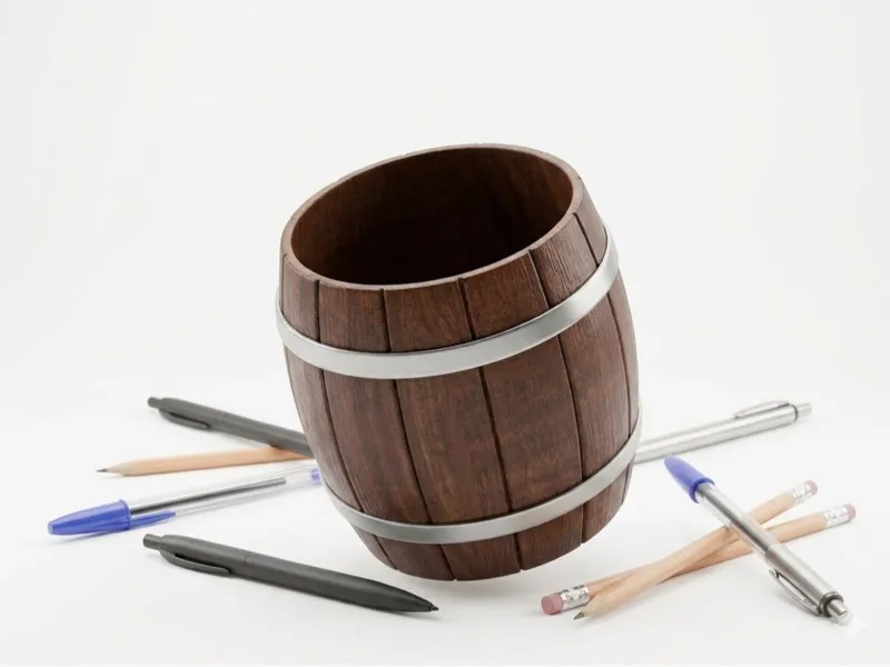 Wood Style Barrel Pencil Holder (No Support Print)