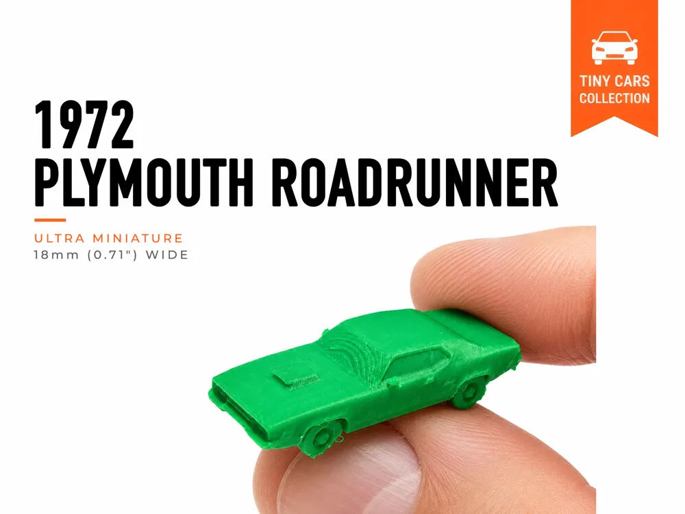 Accesorio para boquillas: Tiny 1972 Plymouth Roadrunner - Mini Cars Series. Referencia del modelo original.