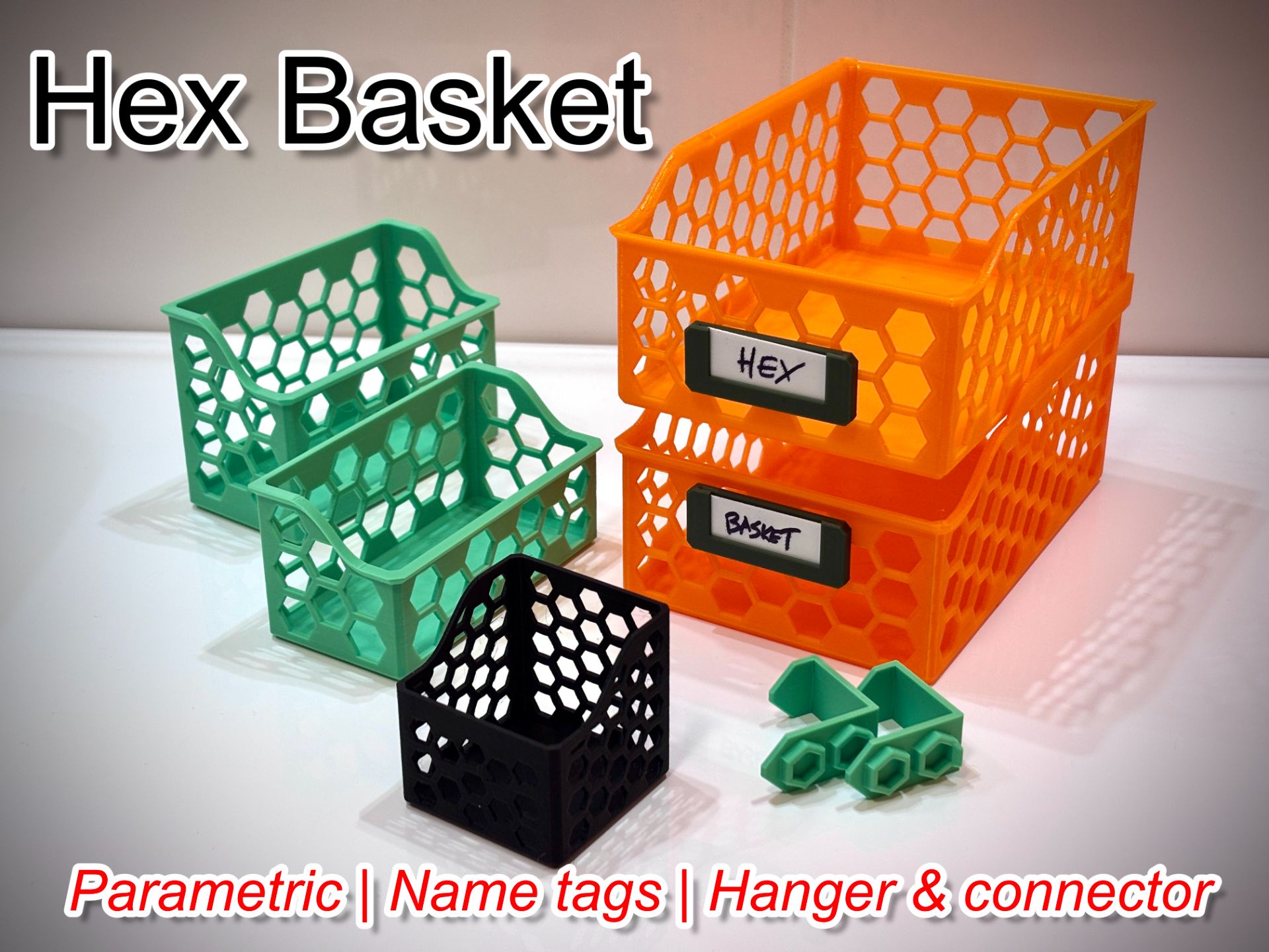 Hex Bin - parametric, hang, multi-connect