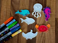 Pack à colorier animaux marins mignons - crabe, poisson — photo 2