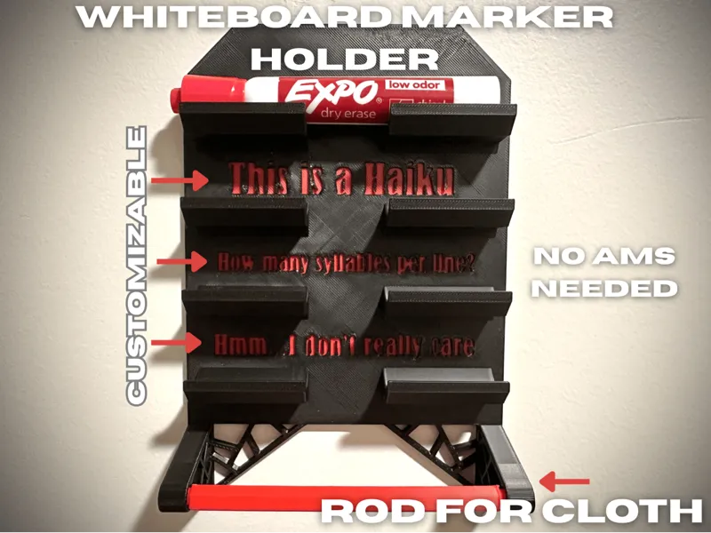 Whiteboard Marker Holder with Cloth Rod