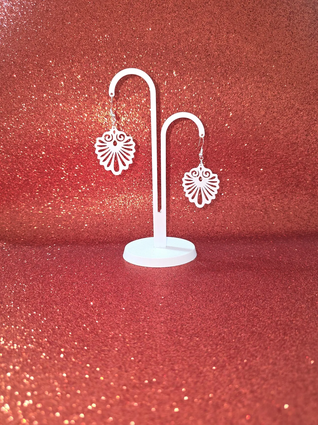 Ornamental flower earrings view 3