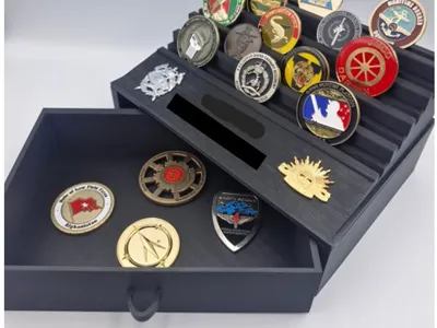 Military Challenge Coin Display Box with Draw