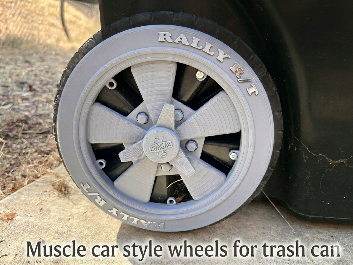 Cragar style wheels for trash can.