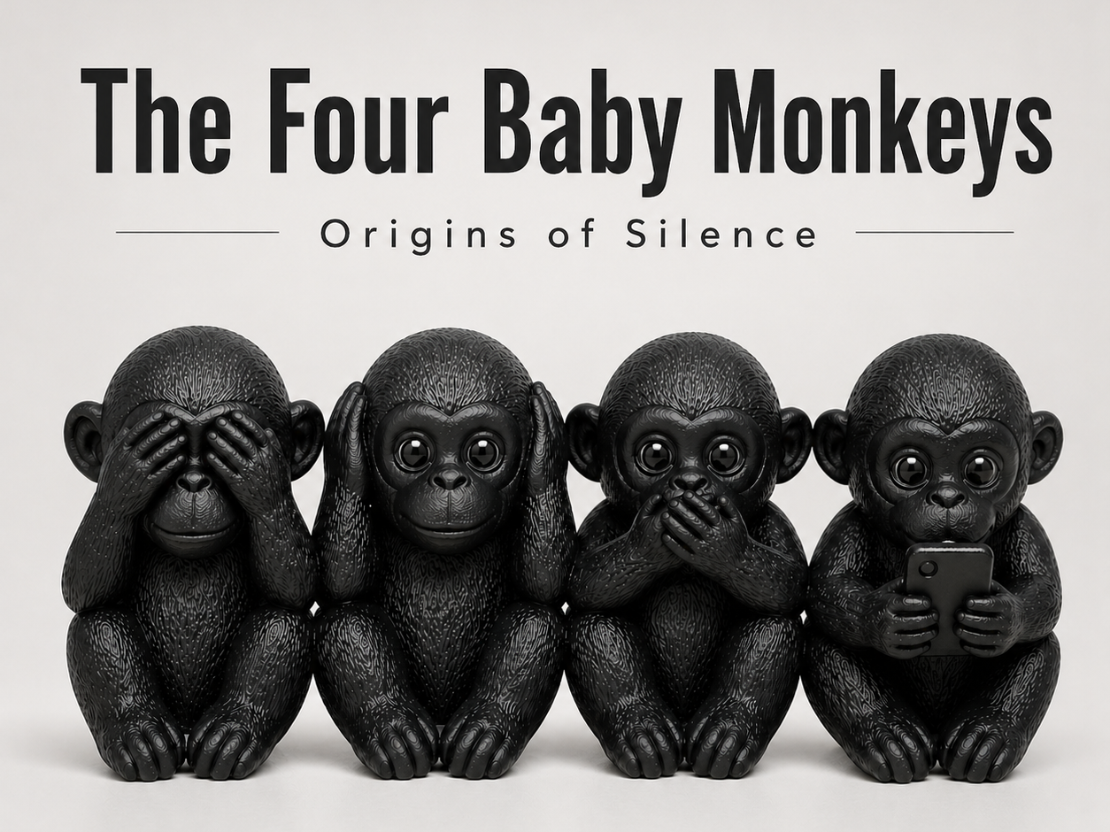 The Four Baby Monkeys Origins of Silence Sculpture