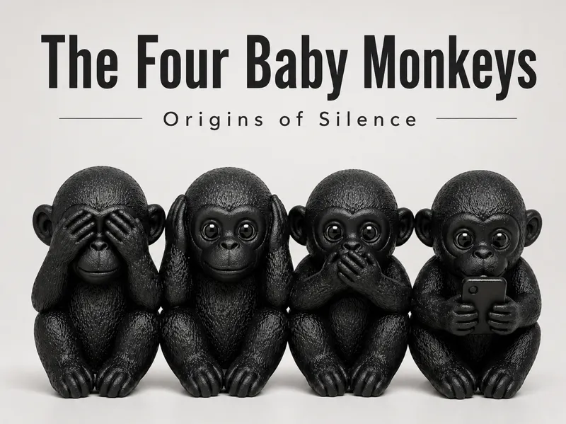 The Four Baby Monkeys Origins of Silence Sculpture