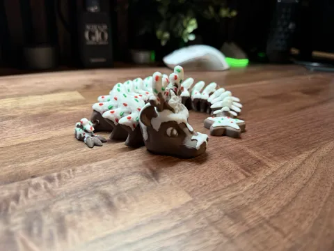 Articulated Gingerbread Dragon - By Vixvvo3D view 4