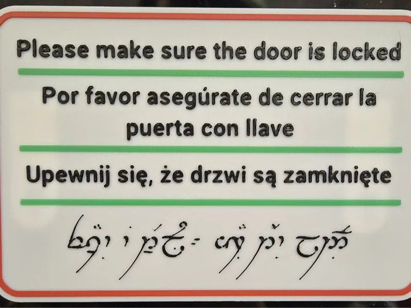 Multilingual Lock Door Sign