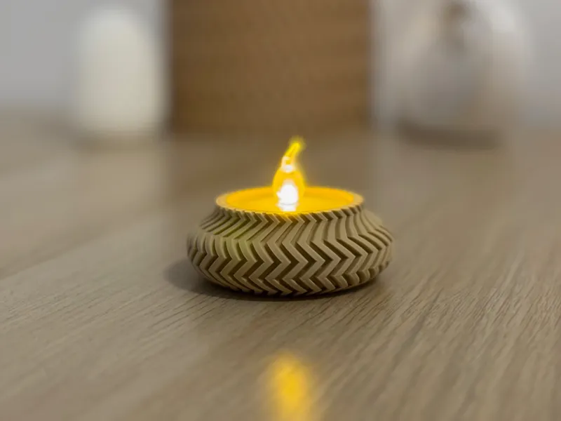 Zigzag Patterned LED Tealight Holder (Curved)